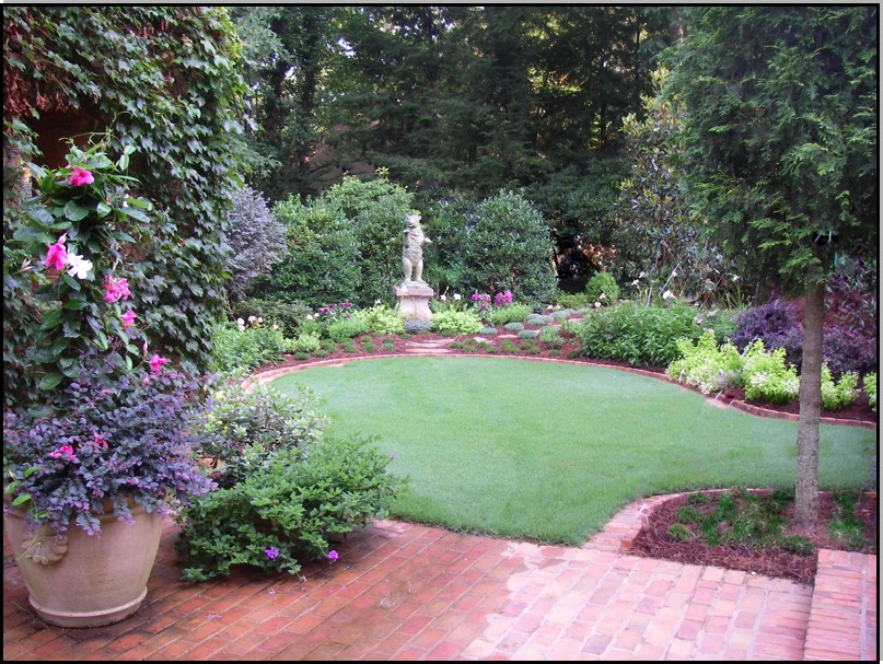 Border of chartreuse perennials